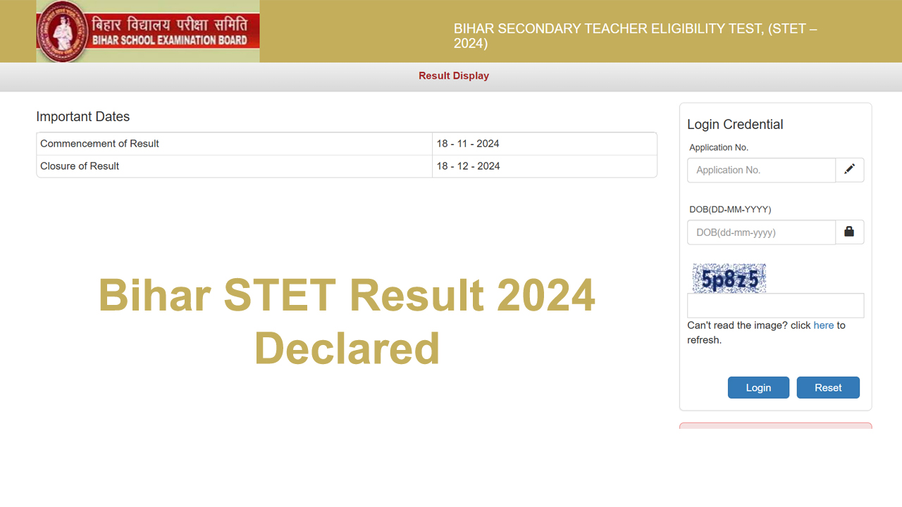 Bihar STET Result 2024 Declared