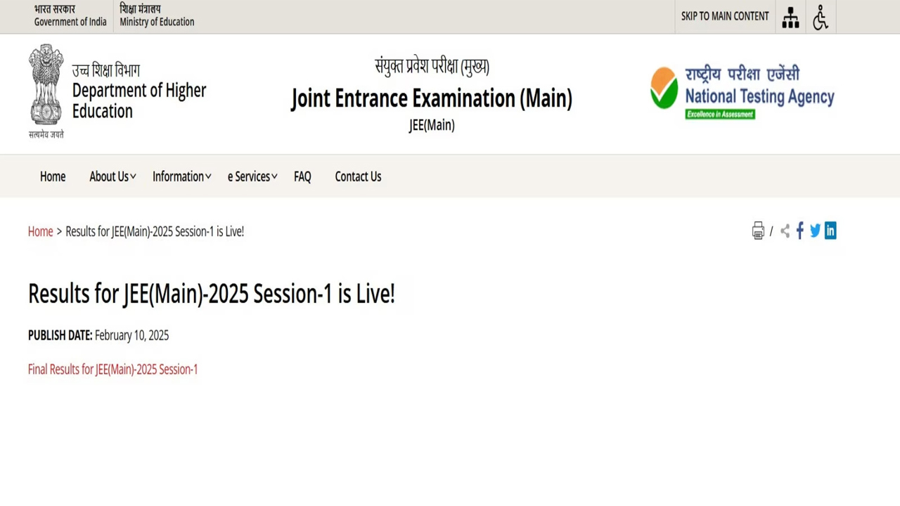 JEE Main Result 2025