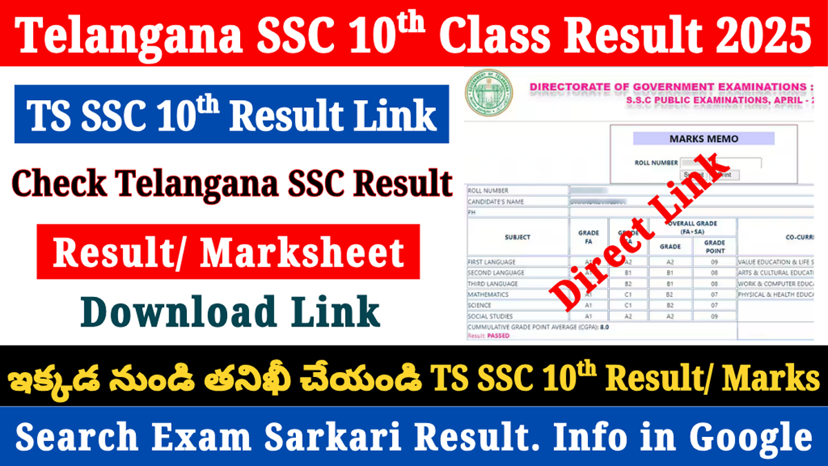TS SSC Results 2025 Live