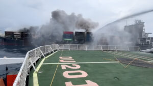 Officials Race Against Time to Tow Burning Ship Away from Indian Coast, Averting Looming Ecological Catastrophe