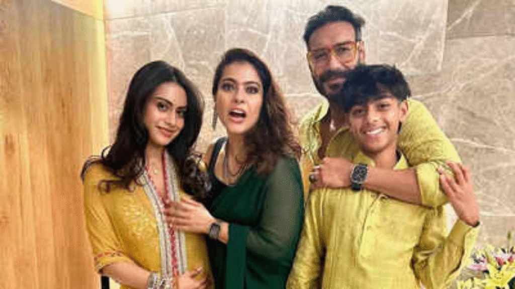 Kajol and children, Nysa and Yug