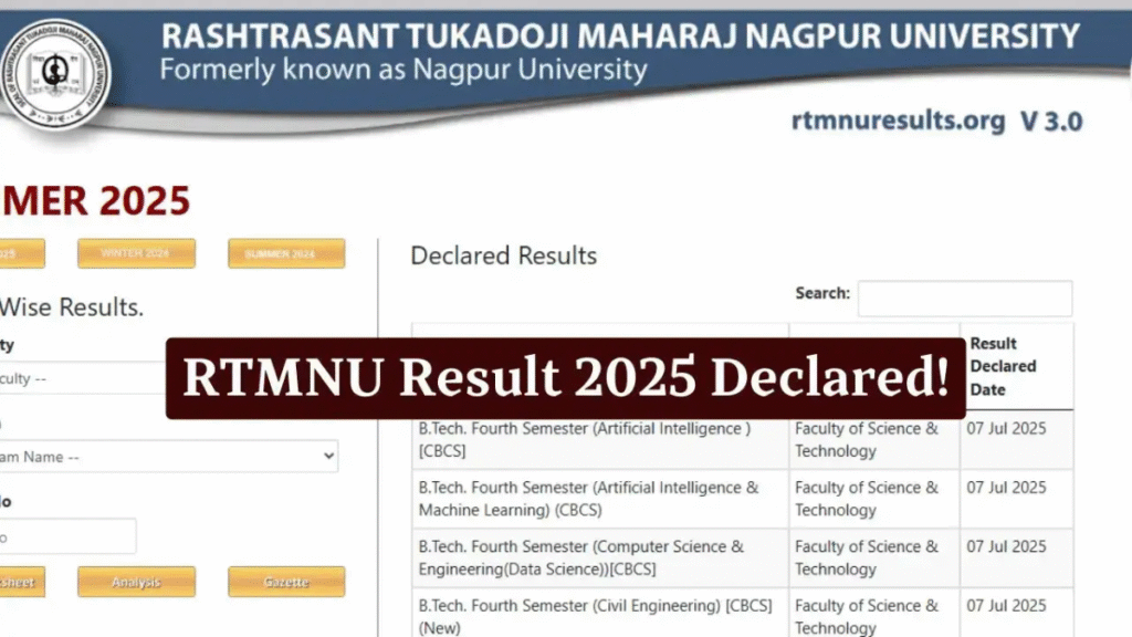 RTMNU Declares Reassessment Results for LLB, BALLB, and B.Tech Courses