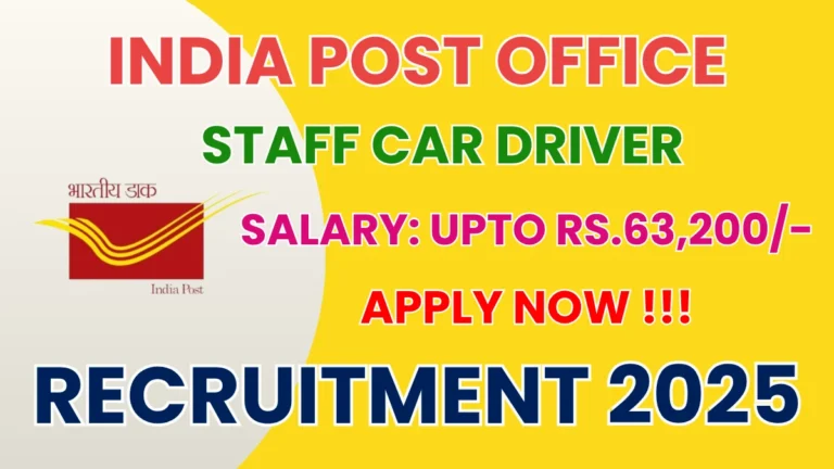 India Post Staff Car Driver Recruitment 2025
