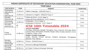 ISCE Board Exam Timetables