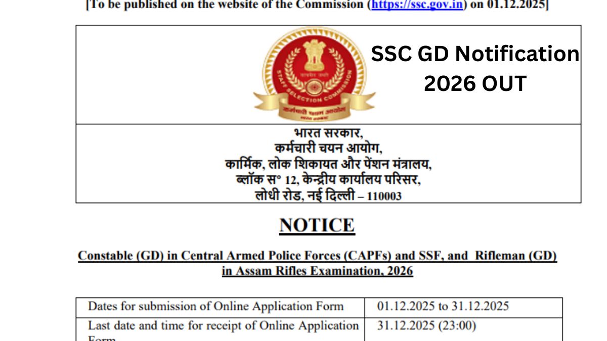 SSC GD Constable Notification
