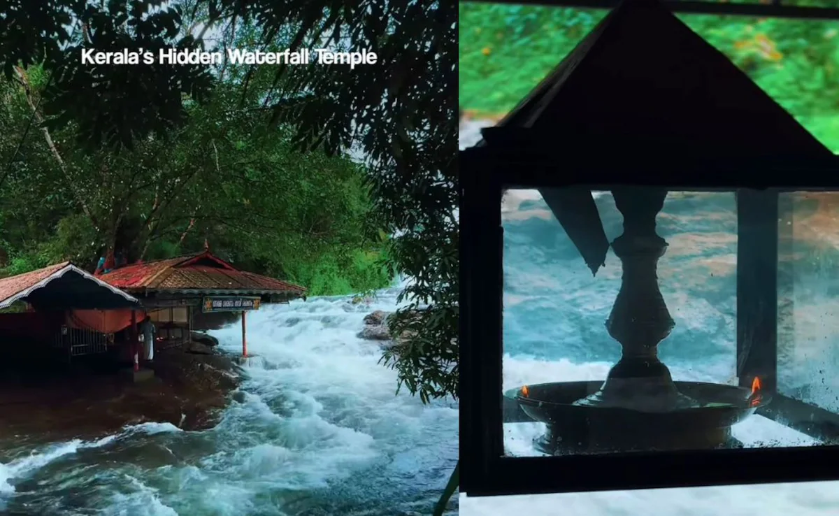 This hidden waterfall temple in Kerala