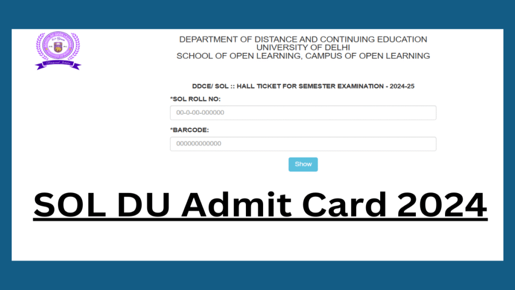 DU SOL Admit Card 2025-26 Released