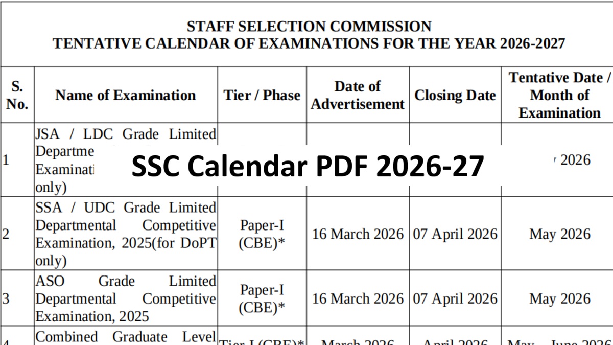 SSC Calendar 2026-27 Out