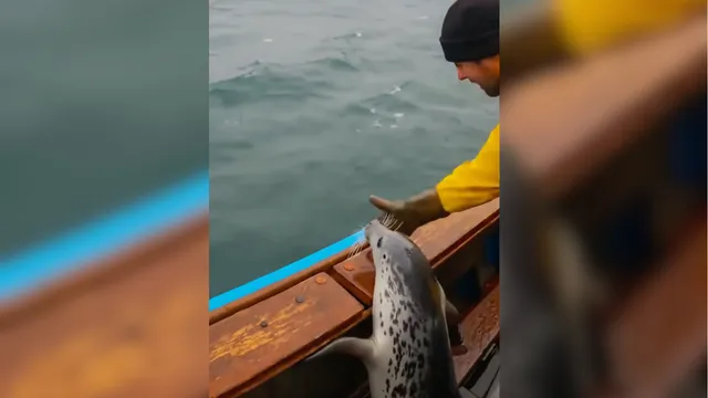 Brave Seal Leaps Onto