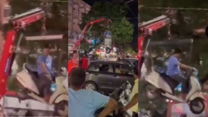 Pune Man Lifted by Crane