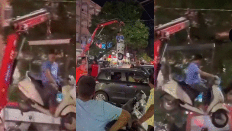 Pune Man Lifted by Crane After Refusing to Vacate Towed Scooter