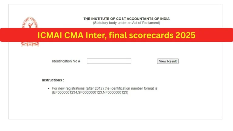 ICMAI CMA Inter Result Dec 2025 Declared: Steps to Check, Pass Percentage