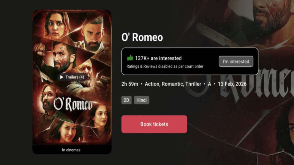 ‘O’Romeo’ Ratings Disabled