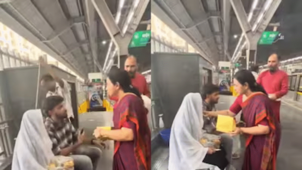 Metro Station as Mother Stops Son and Girlfriend