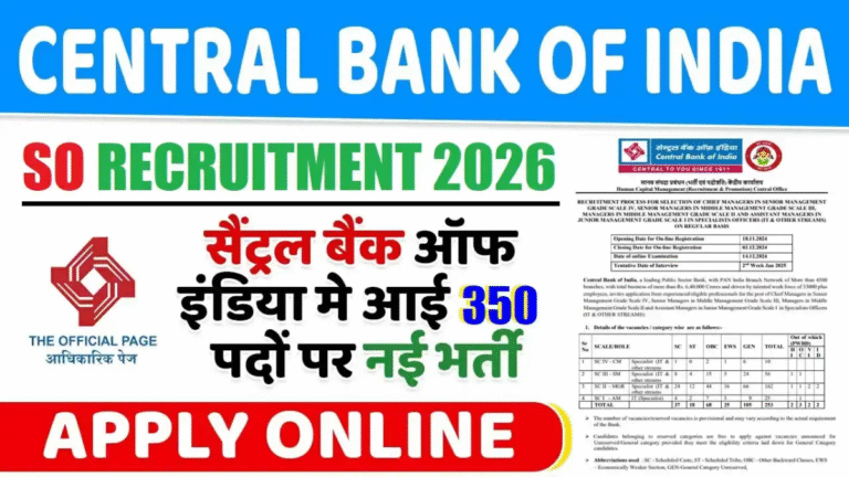 Central Bank of India Recruitment 2026: Registration Deadline