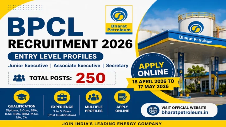 BPCL Recruitment 2026: Official Notification Out for 250 Junior Executive