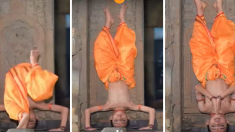 8-year-old sets world record, Shirshasana