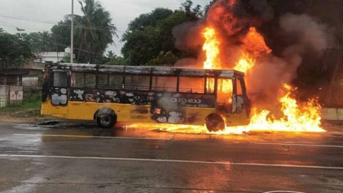 Sleeper Bus Catches Fire in AP Sleeper Bus Catches Fire in AP