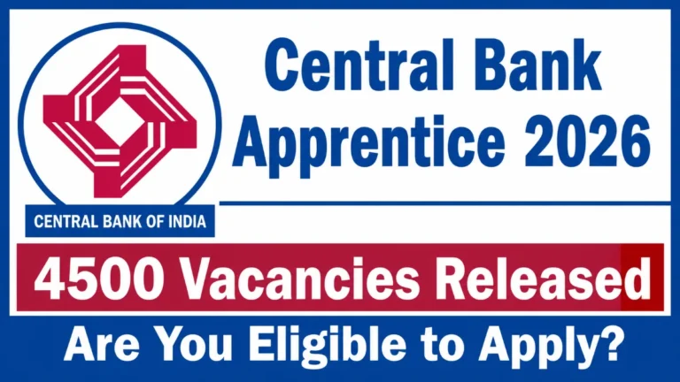Central Bank of India Recruitment 2026: 4,500 Apprentice Vacancies