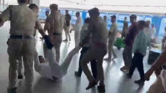 Railway Cops Drag Station Officer